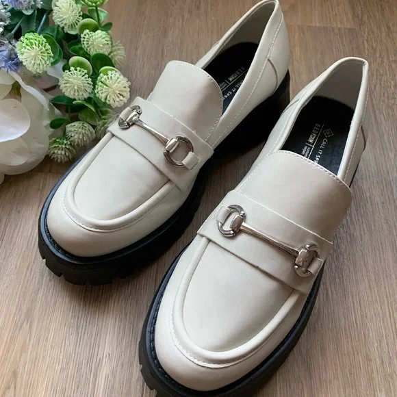 Call It Spring Cream Loafers with Silver Buckle - Picture 6 of 16